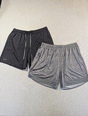 Under Armour Lot Of 2 Athletic Shorts Men's 2XL Grey Camo Black